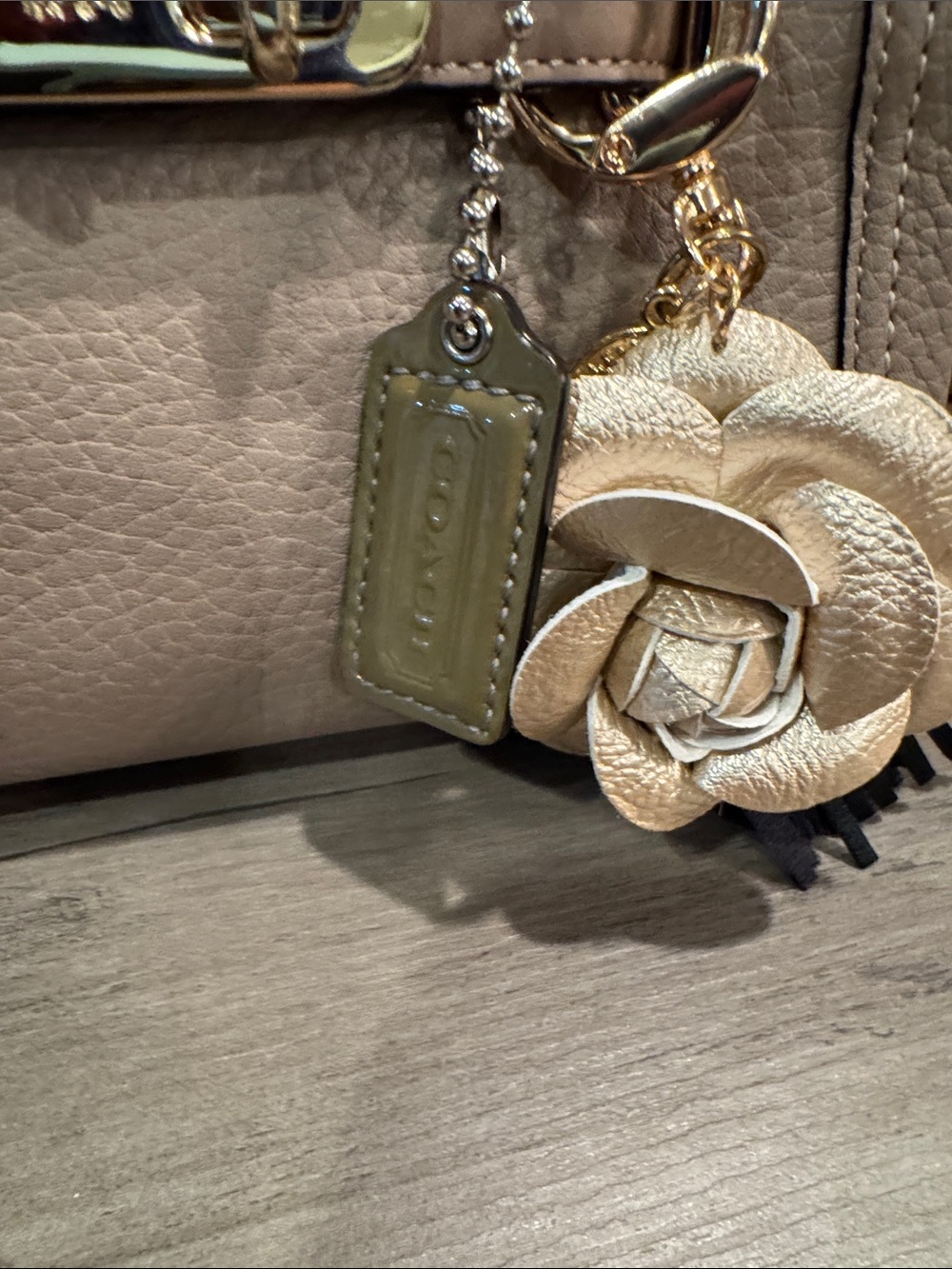 Coach Swagger Beige and Olive Green Leather Crossbody w/ tag & Floral Charm - Picture 4 of 10